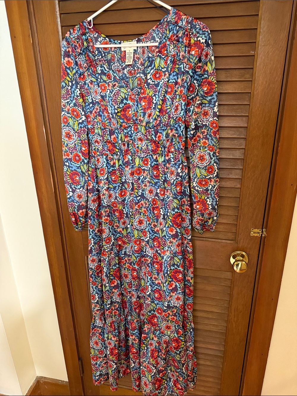 Jessica Simpson Floral Maxi Dress in Blue and Red